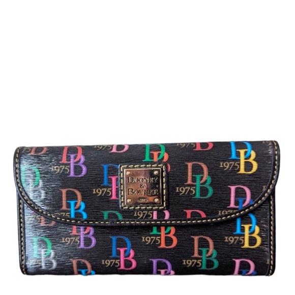 Dooney and Bourke Signature Monogram 2pc Rainbow Large Brenna Satchel - Picture 3 of 13